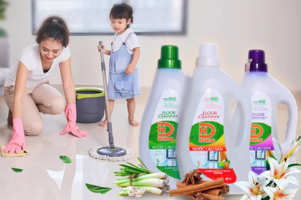 Bí quyết giữ sàn nhà thơm và an toàn cho nhà có em bé, thú cưng của chị Lan với nước lau sàn DH